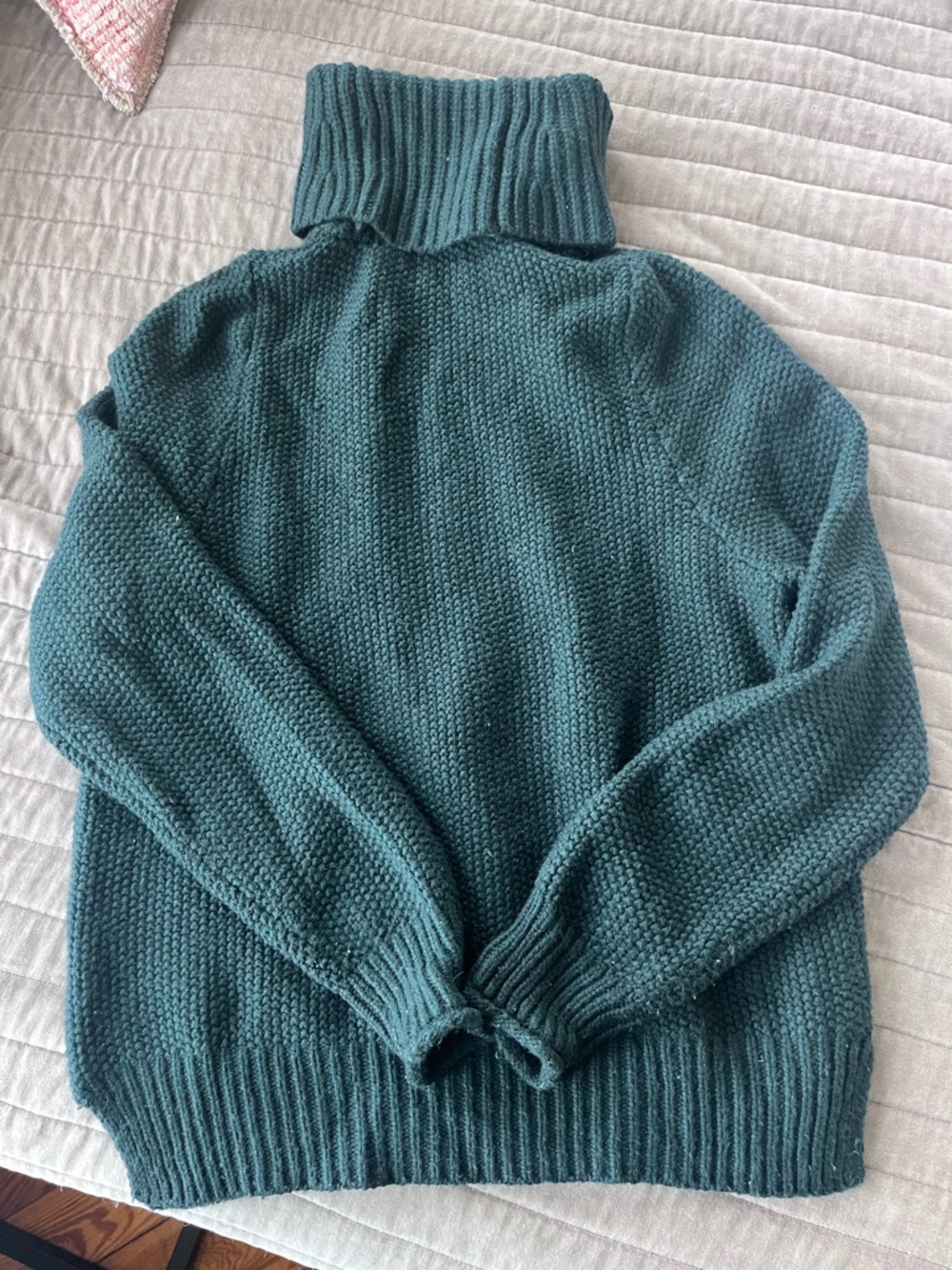Madewell Dark Teal Chunky Knit Turtleneck Sweater
